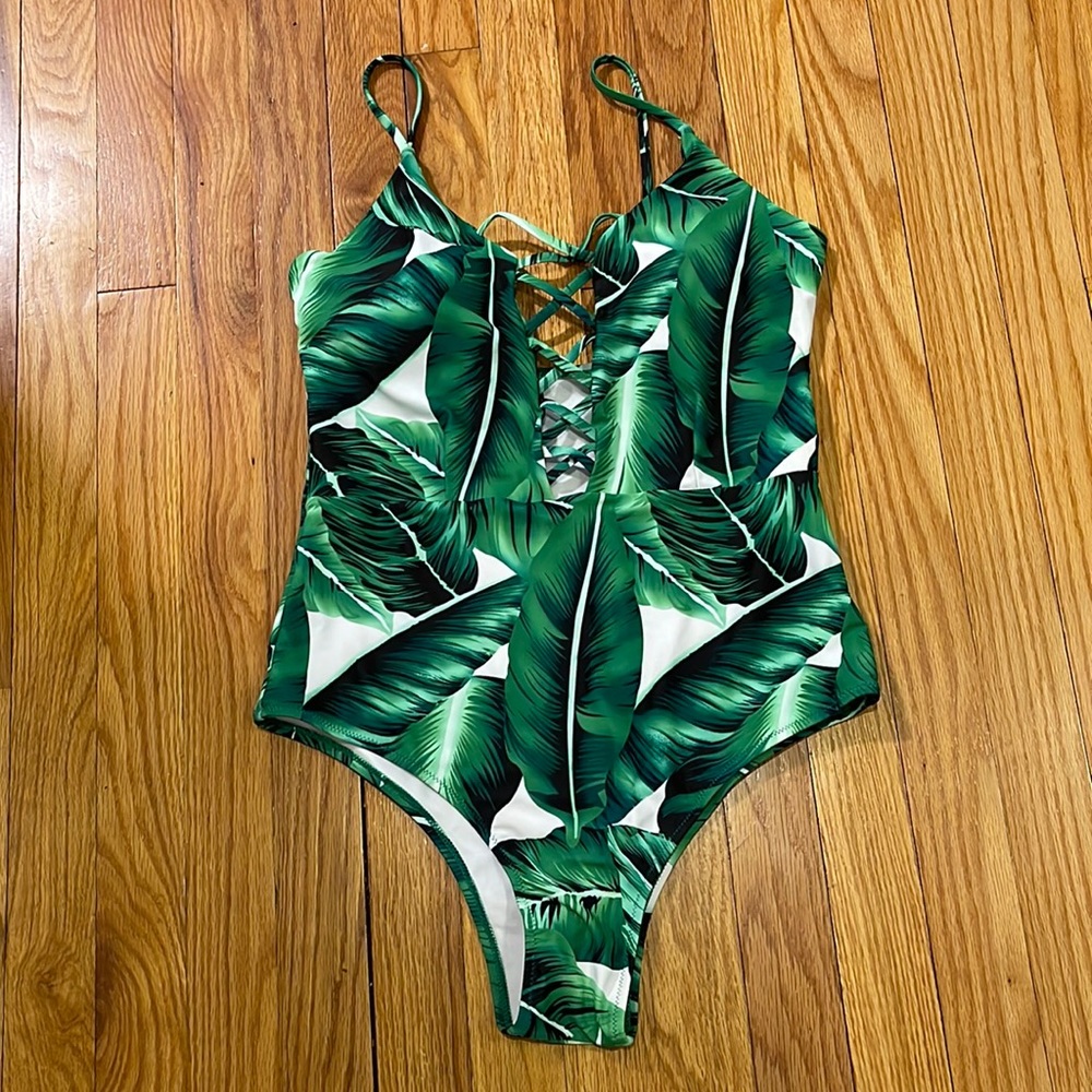One piece cross front swimsuit